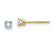 14k 3mm March Aquamarine Post Earrings