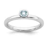 Sterling Silver Stackable Expressions High 4mm Round Aquamarine Ring