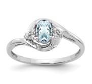 14k White Gold Aquamarine Diamond Ring