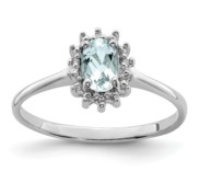 Sterling Silver Aquamarine Diamond