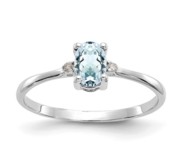 14k White Gold Diamond and Aquamarine Birthstone Ring