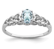 Sterling Silver Aquamarine and Dia  Ring