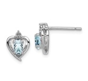 Sterling Silver Aquamarine and Dia  Earrings