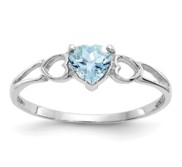 14k White Gold Aquamarine Birthstone Ring