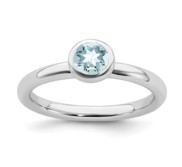 Sterling Silver 5mm Round Aquamarine Ring