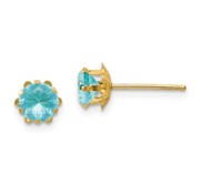 14k Yellow Gold 5mm Aquamarine Earrings