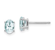 14k White Gold 6x4 Oval Aquamarine Post Earrings