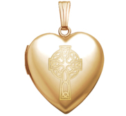 14K Yellow Gold  Sweetheart  Celtic Cross Locket