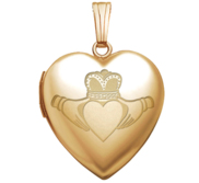 14K Yellow Gold  Sweetheart  Celtic Claddagh Locket