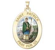 Saint Patrick Religious Medal  OVAL  Color EXCLUSIVE 