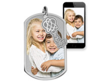 Photo Engraved Dog Tag Photo Pendant with Dyslexia Tag