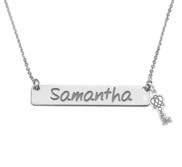 Personalized Horizonta Name Bar with Dyslexia Tag and  18  Chain