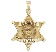 Personalized 6 Point Star Arizona Sheriff Badge with Rank  Number   Dept 