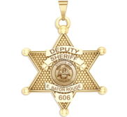 Personalized 6 Point Star Louisiana Sheriff Badge with Rank  Number   Dept 