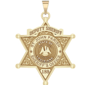 Personalized 6 Point Star Louisiana Sheriff Badge with Rank  Number   Dept 