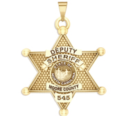 Personalized North Carolina 6 Point Star Sheriff Badge with Rank  Number   Dept 