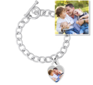 Sterling Silver Tiffany Style Photo Bracelet W  Toggle Lock