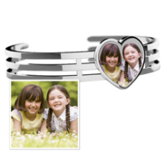 Photo Engraved Heart Bangle Bracelet