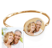 Oval Photo Engraved Bangle Bracelet