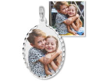 Petite Oval with Diamond Cut Edge Photo Pendant Picture Charm