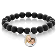 Photo Engraved Black Bead Bracelet