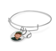 Expandable   Photo Charm Expandable Bracelet with Baseball Charm