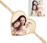 One Heart Photo Engrave Bracelet w  Curb Chain