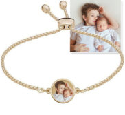 Women s Adjustable Round Photo Engraved Bracelet