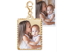 Petite Rectangle w  Diamond Cut Edge photo pendant charm