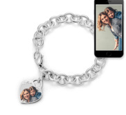 Sterling Silver Tiffany Style Heart  Mom  Photo Charm Bracelet