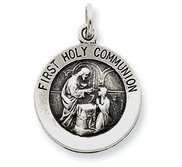 Sterling Silver First Holy Communion Antiqued Pendant Charm