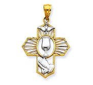 14k Two Tone Communion Cross Pendant