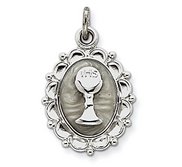 Sterling Silver Holy Communion Enameled Pendant Charm