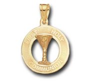 14K Gold Holy Communion Religious Medal