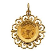 14K Gold First Holy Communion Religious Medal