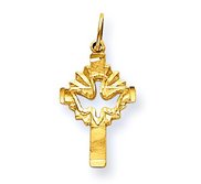 14k Yellow Gold Holy Spirit Cross