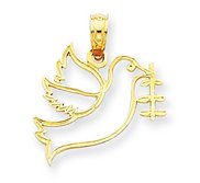 14k Yellow Gold Dove with Branch Charm