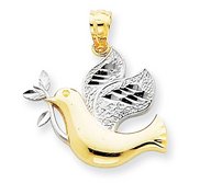 14k Two Tone Gold Holy Spirit Pendant