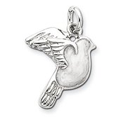 Sterling Silver Enameled White Dove Charm