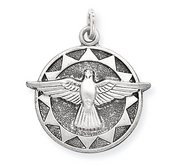 Sterling Silver Antiqued Holy Spirit Religious Medal