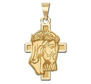 Jesus Profile on a Cross Religious Pendant