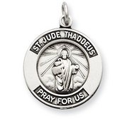 Sterling Silver Round Antiqued Saint Jude Medals