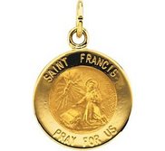 14K Gold Saint Francis Religious Medal