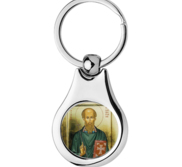 Stainless Steel Color Saint Aidan Keychain