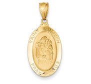 14K Yellow Gold Saint Joseph Oval Religious Medal