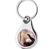 Stainless Steel Color Saint Rita Keychain