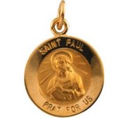 14K Gold Saint Paul the Apostle Religious Medal