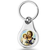 Stainless Steel Color Saint Joseph Keychain