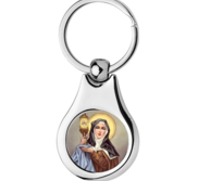 Stainless Steel Color Saint Clare of Assisi Keychain