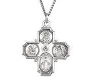 Sterling Silver 4 Way Cross Religious Medal